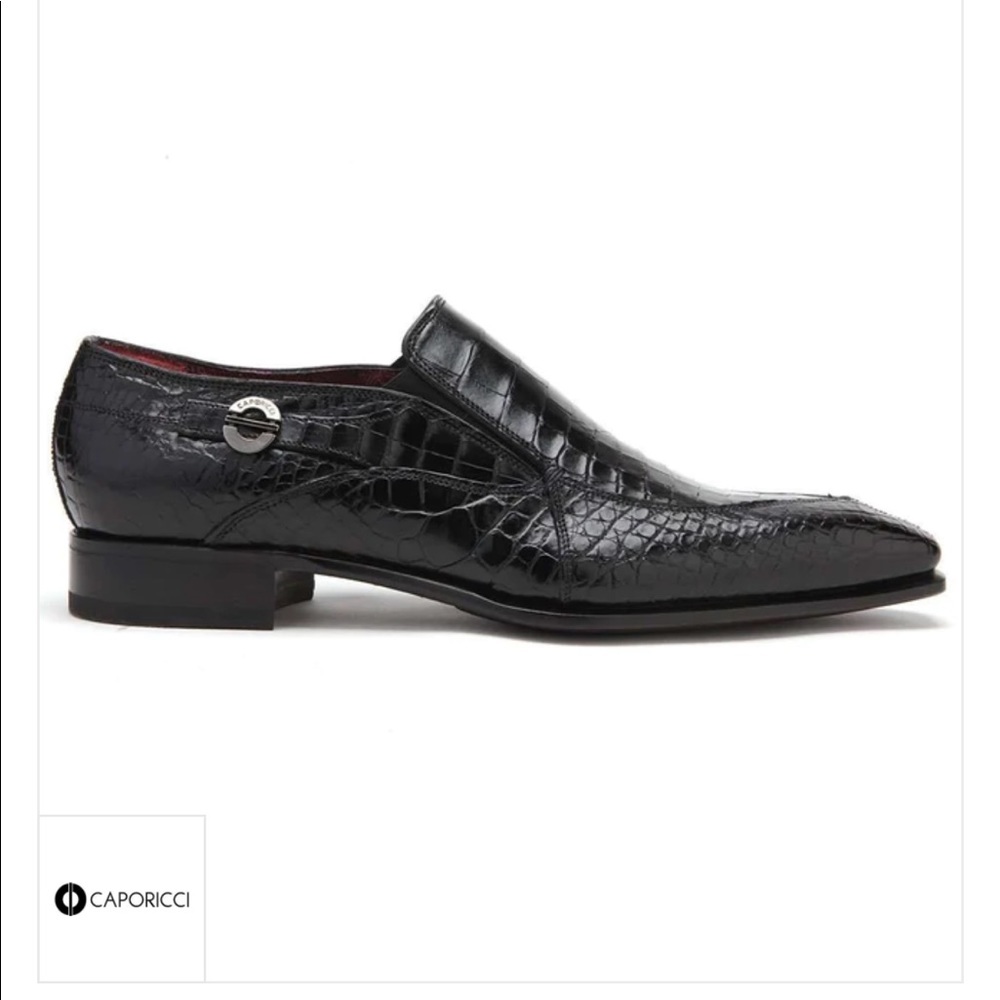 Caporicci 203 Alligator Split Toe Loafers Black